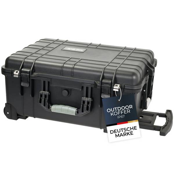 HMF Outdoor-Trolley, ODK400, Fotokoffer mit Rasterschaumstoff, 58,5 x 45 x 27,5 cm, Schwarz