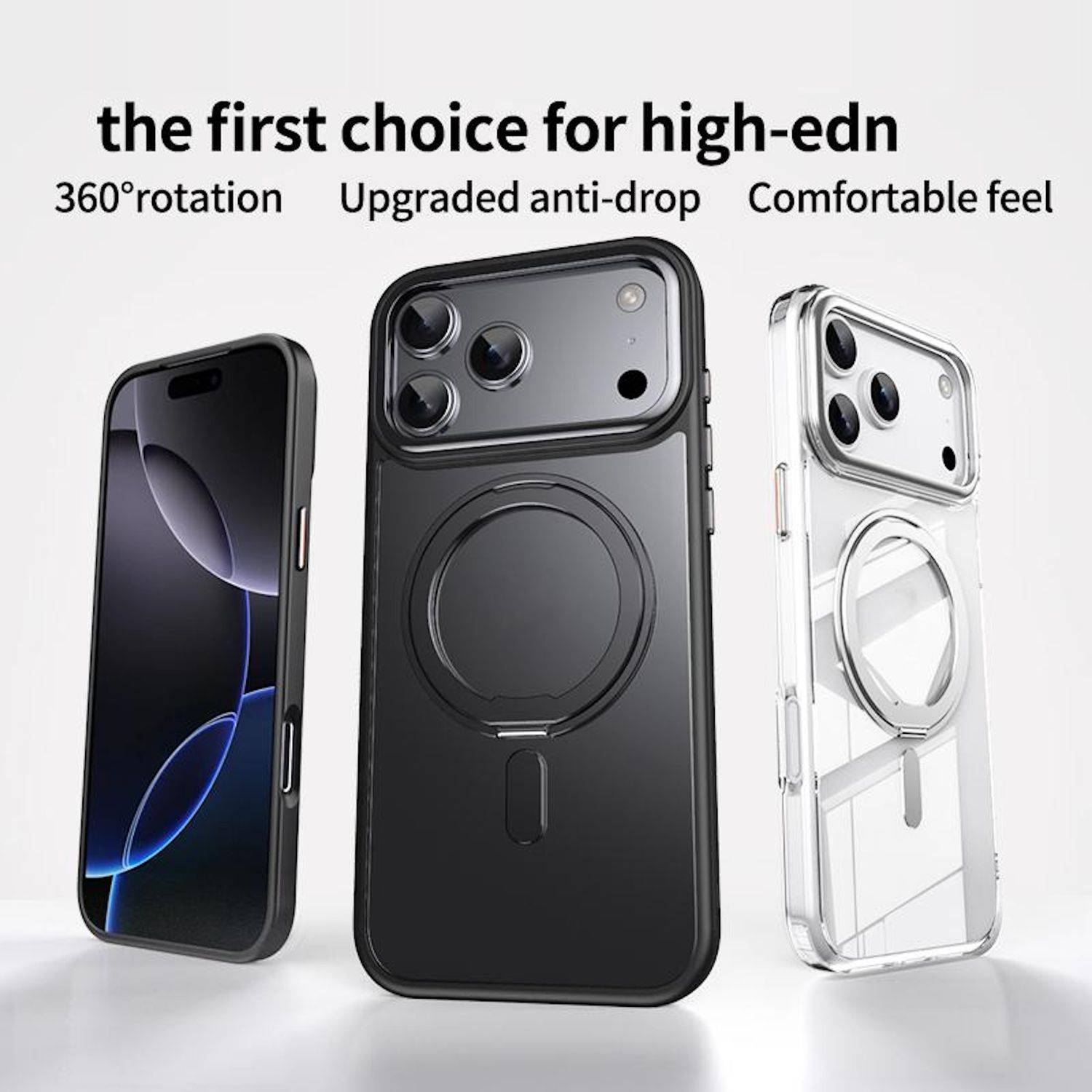 MagSafe Handyhülle für Apple iPhone 18 Pro / 17 Pro 360 Grad Dreh Ring Ständer-1