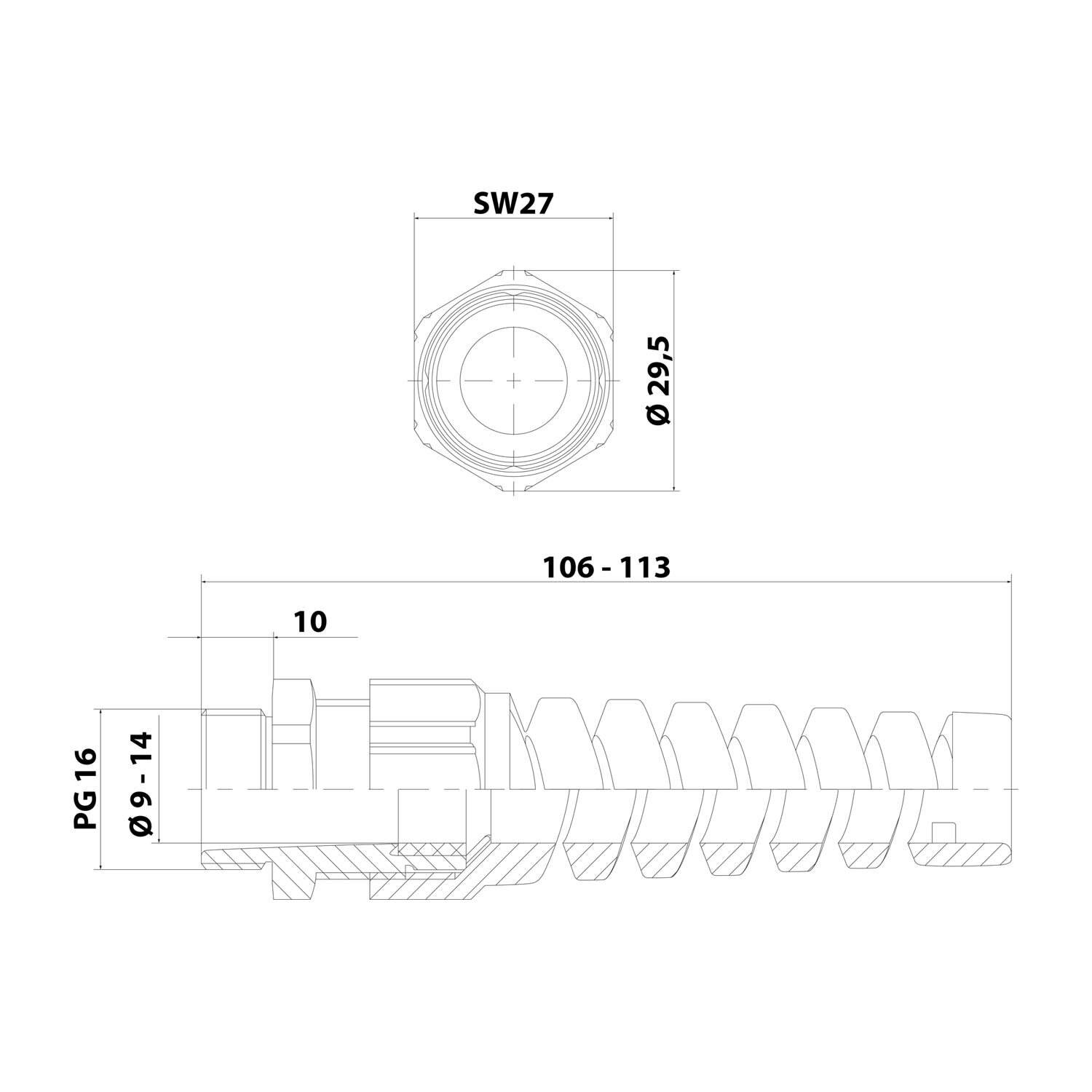 Symbolbild für LAPP Verschraubung mit Biegeschutz PG16x1,41 SBS-PG16 Polyamid (PA) Gewindelänge 10,0mm - 1 Stück