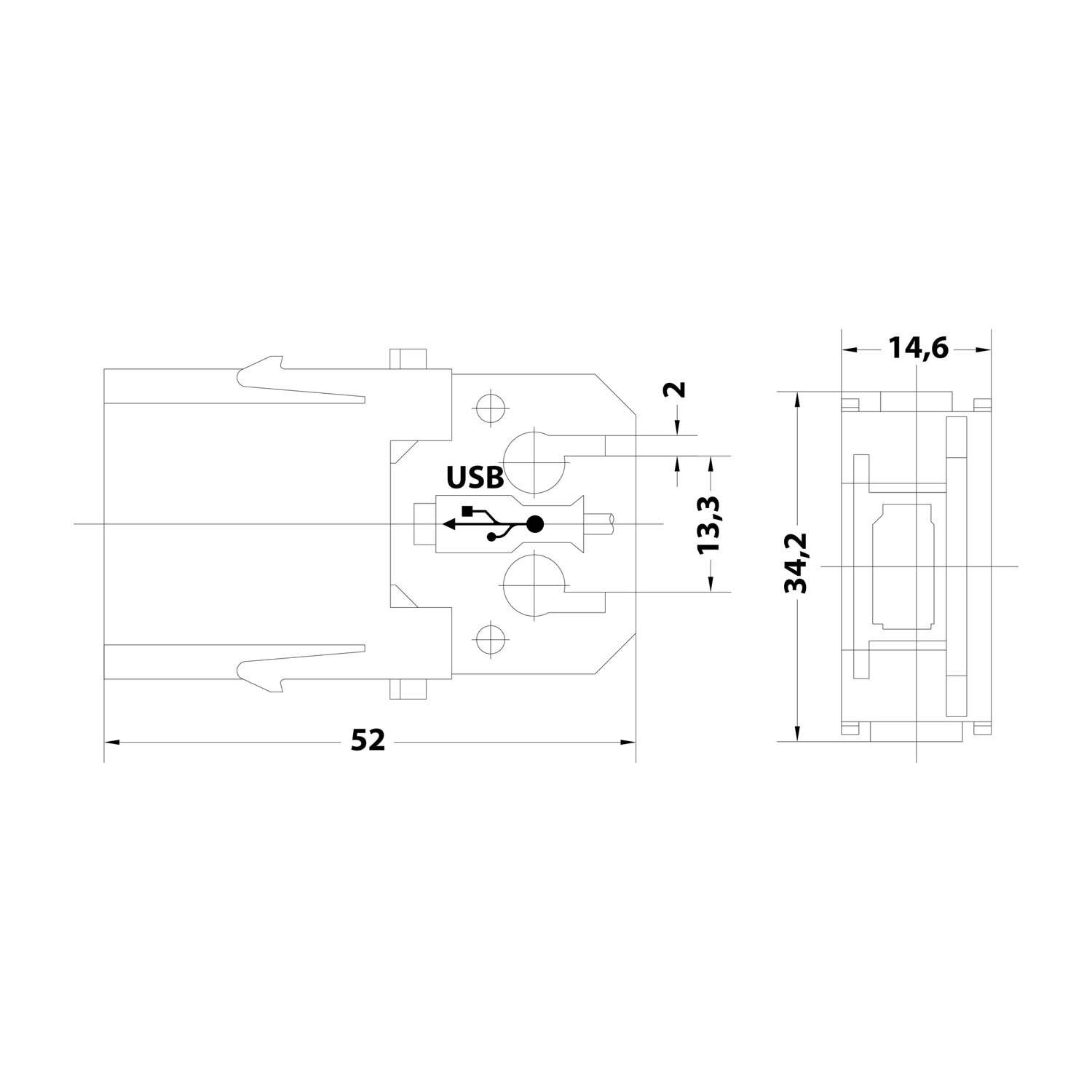 Symbolbild für HARTING Han USB 2.0 Adapter für Patchkabel Stifteinsatz (M) 50V, 1A Steckzyklen >=500 - 1 Stück