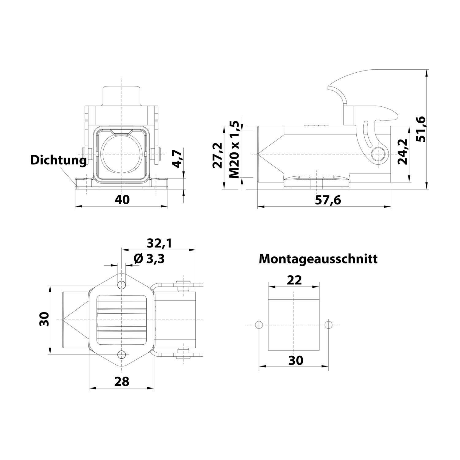 Symbolbild für Han 3A-asgw-QB-M20 | HARTING | Serie 43 | Heavy Duty Connector