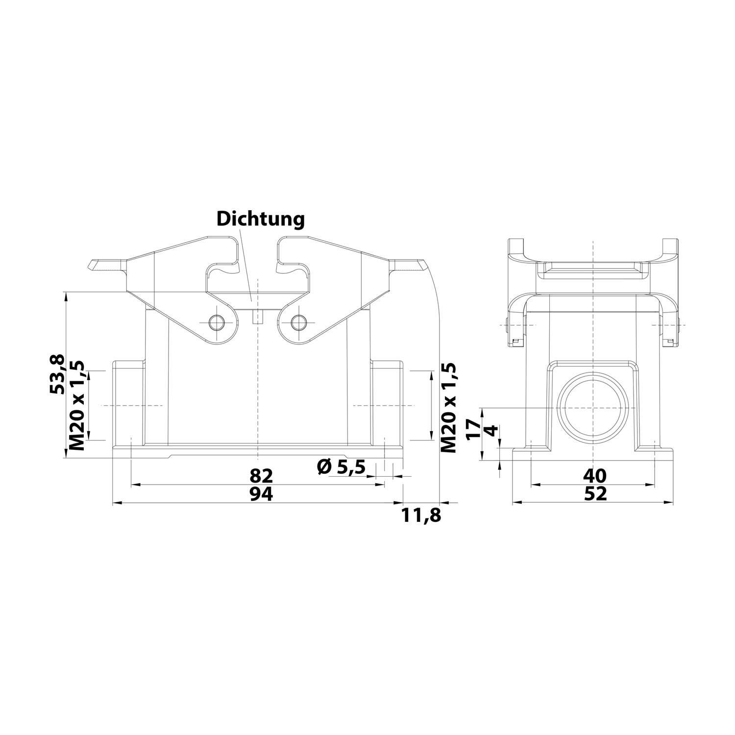Symbolbild für Han 10B-asg2-QB-M20 | HARTING | Serie 43 | Heavy Duty Connector