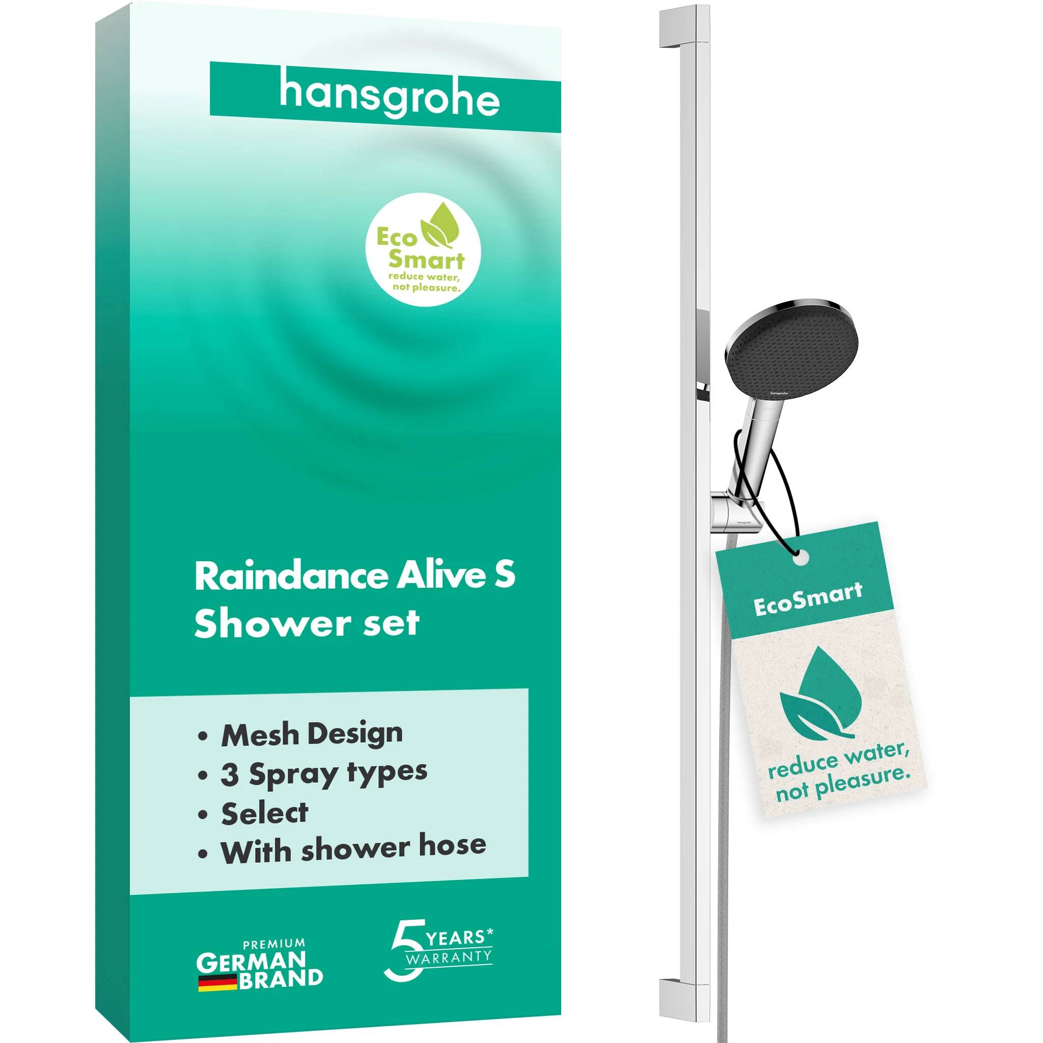 hansgrohe Brauseset Raindance Alive Select S 125 3jet EcoSmart Unica 900mm chrom, 1 Stk.