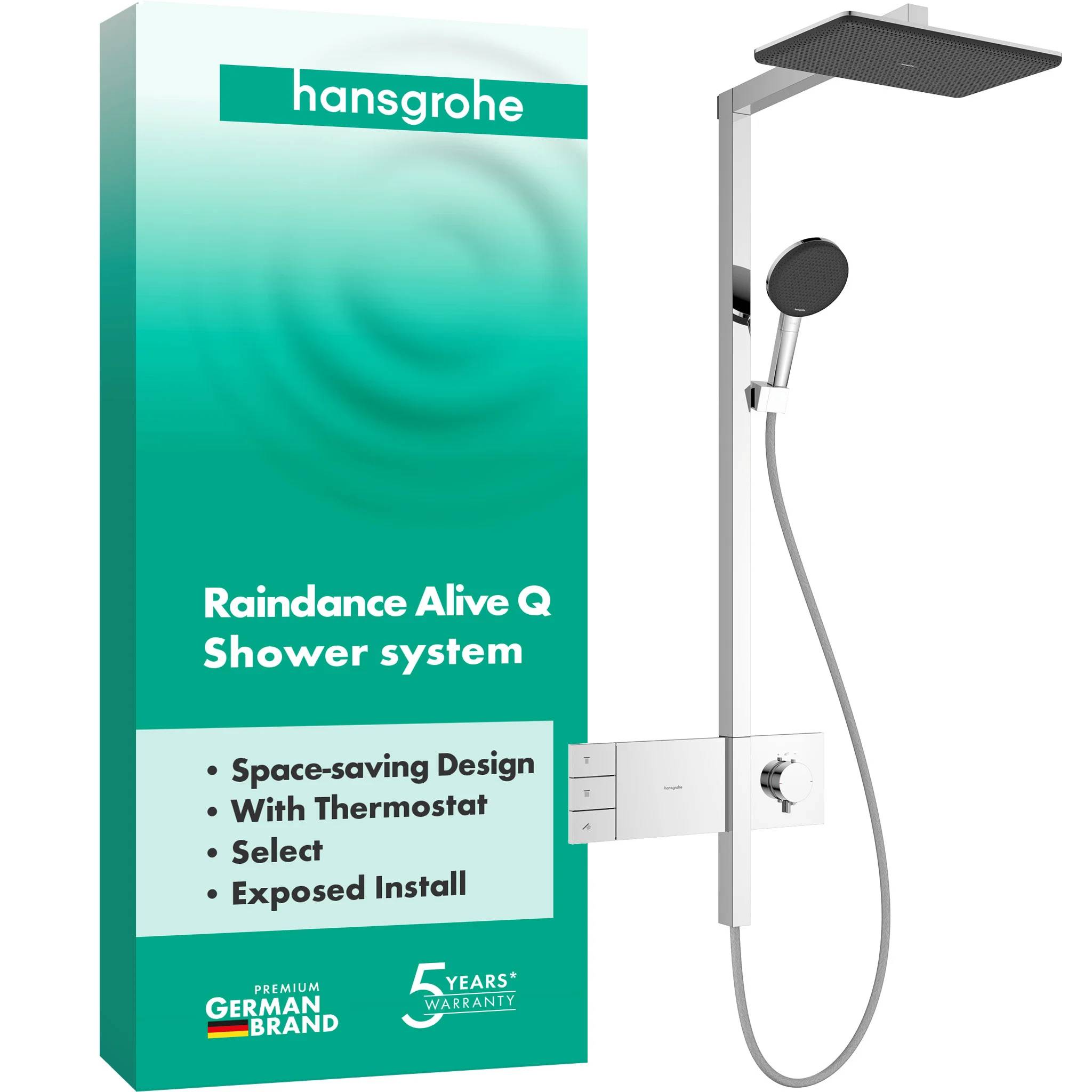 Hansgrohe Raindance Alive Q Showerpipe Duschsystem 210x340mm, 2jet, ShowerSelect Comfort, Chrom