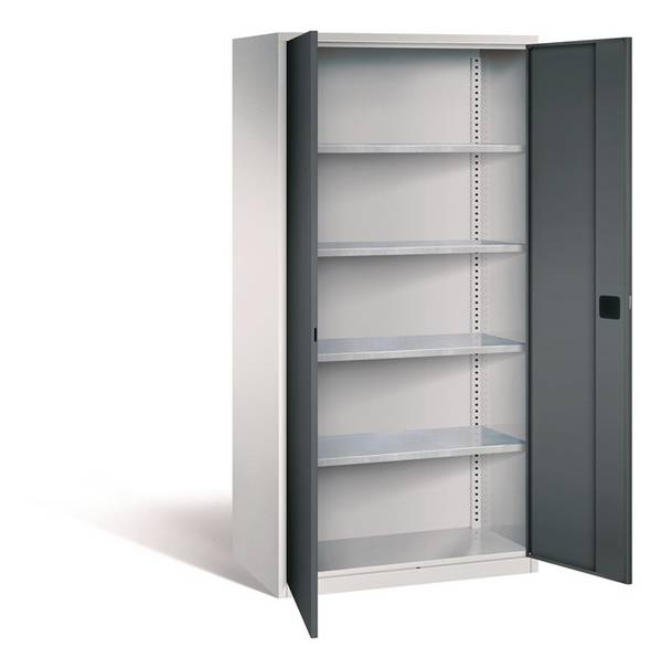 Flügeltürenschrank H1950xB950xT400mm lichtgrau/grau 4 BD TECWERK