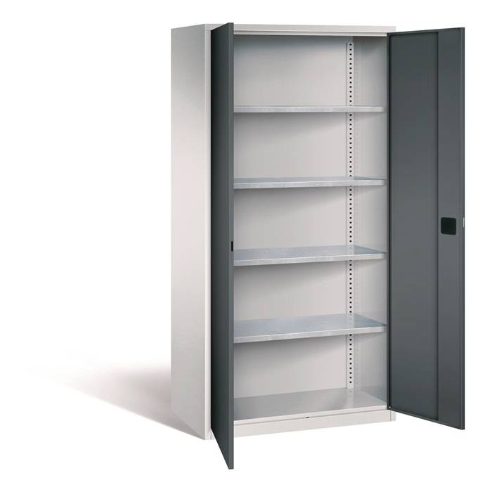 Flügeltürenschrank H1950xB950xT400mm lichtgrau/grau 4 BD TECWERK-0