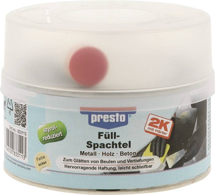 2K-Füllspachtel ocker,Härter rot 500g Dose PRESTO