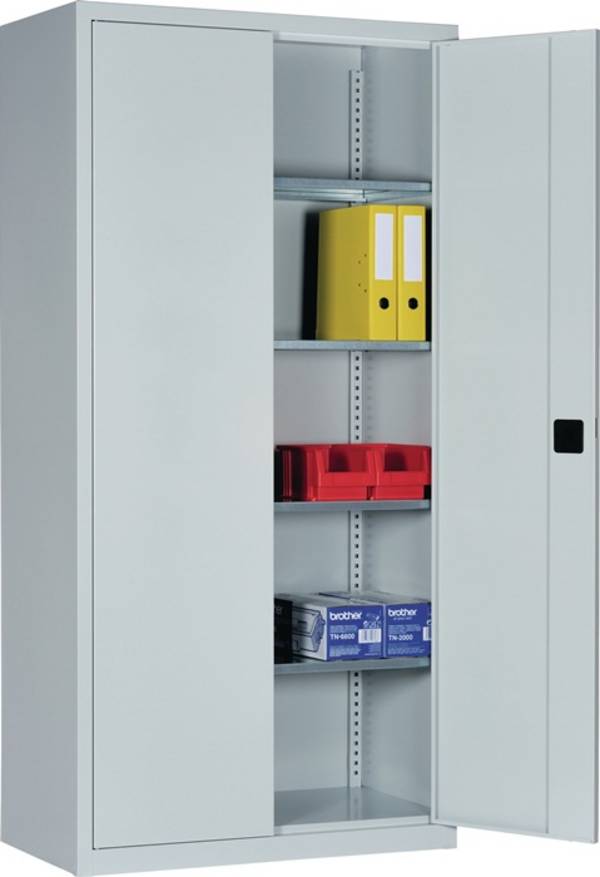 Flügeltürenschrank H1950xB950xT500mm lichtgrau/lichtgrau 4 BD TECWERK