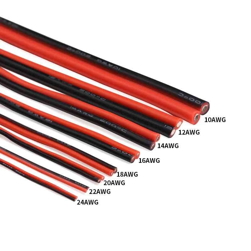 1 Meter Silikonkabel 12 AWG flexibel Schwarz+Rot-3