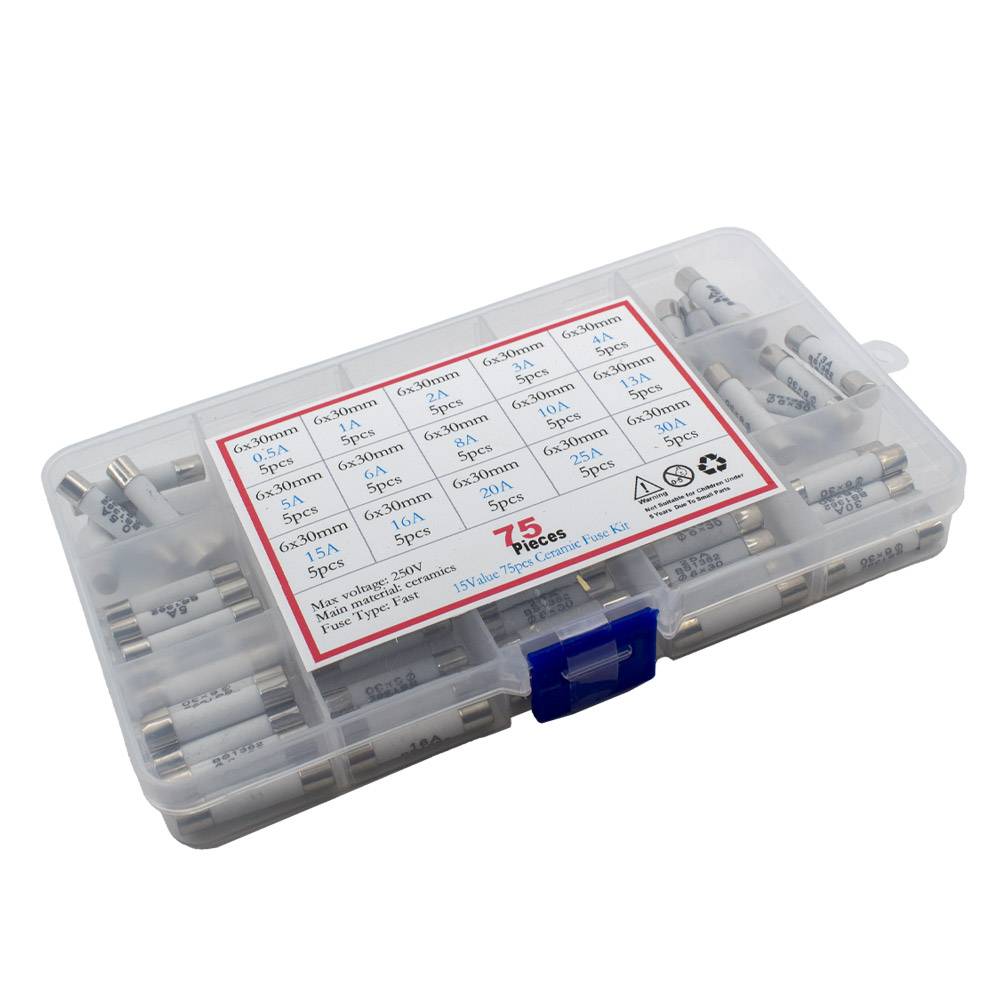 Feinsicherung Sortiment 75 Teile 6*30mm 0.5A-30A-2