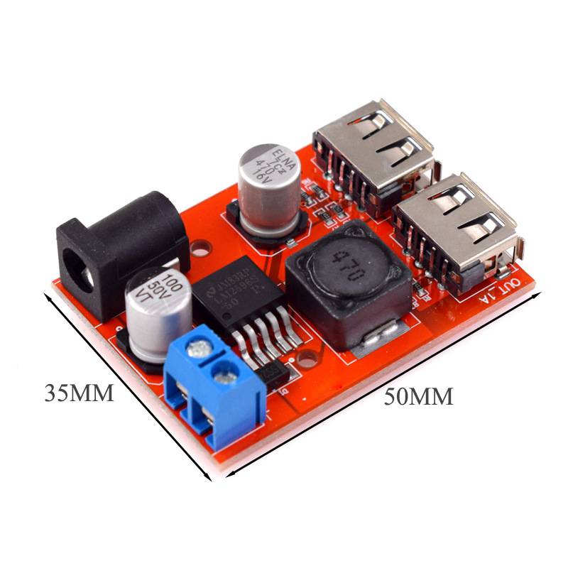 Spannungswandler LM2596 Step-Down Modul DC 9-36V zu 5V 3A Dual USB-3
