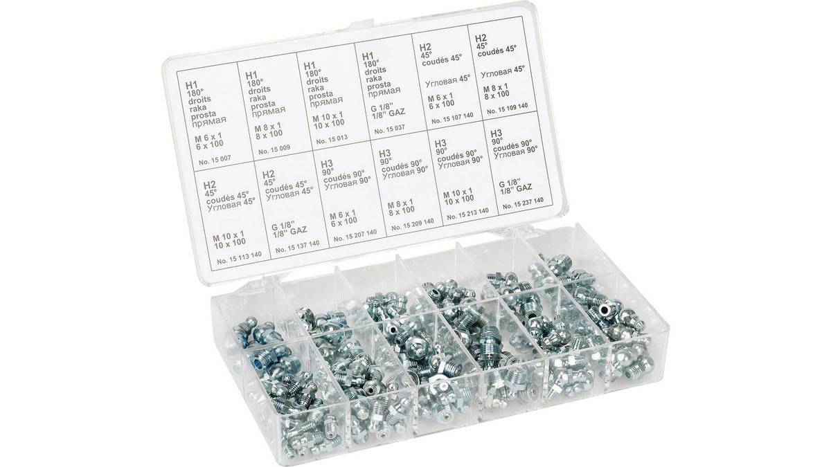 Schmiernippel-Sortimentskasten, 140-teilig, 10 Größen., PRESSOL, 691134 49-0