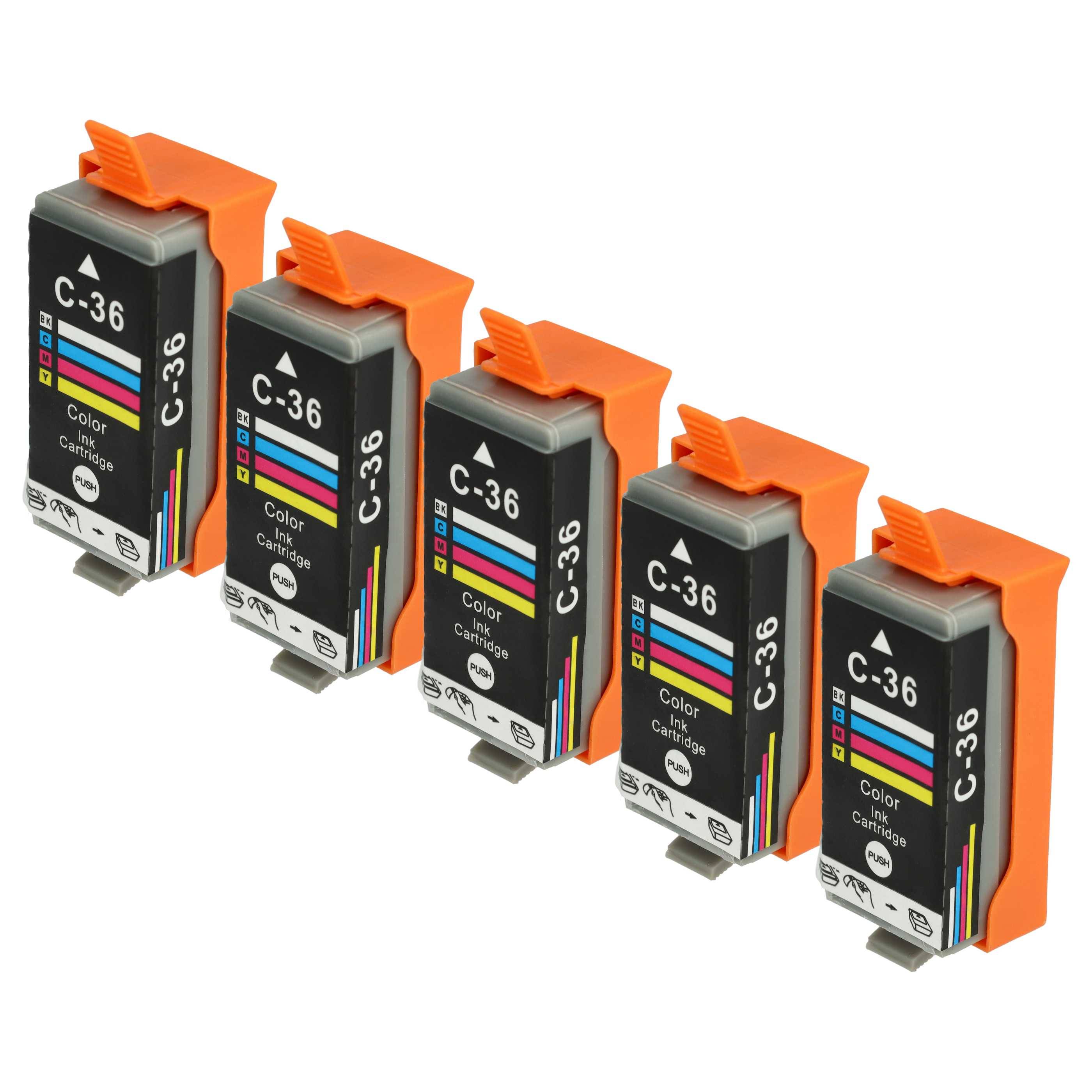 vhbw Tintenpatrone Mehrfarbig kompatibel mit Canon Pixma IP110 | IP100P, ip100, IP100v Drucker (kompatibel, 5er-Pack-0