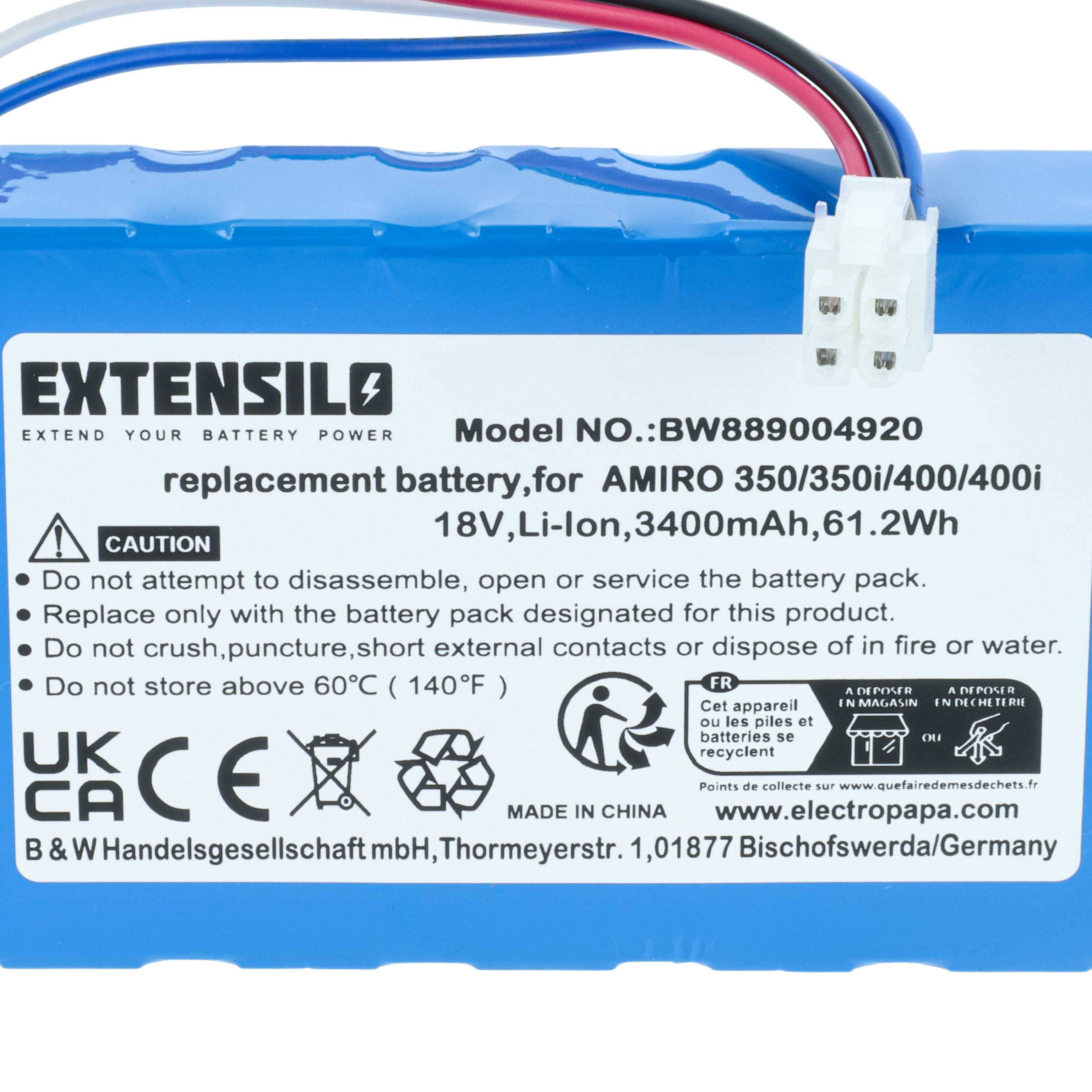 EXTENSILO Akku kompatibel mit Yard Force Easymow 260B Rasenroboter (3400mAh 18V Li-Ion)-3