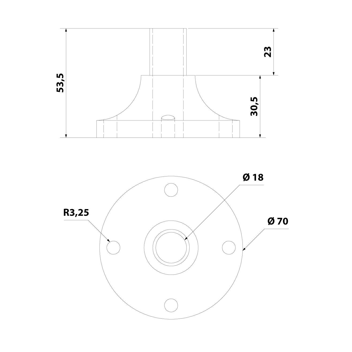 Symbolbild für STEX24 Kunststofffuß mit Aluminiumrohr für Signalsäule schwarz / silber, 50/70mm SH20/231 101 Anschraubloch 56,0mm x
