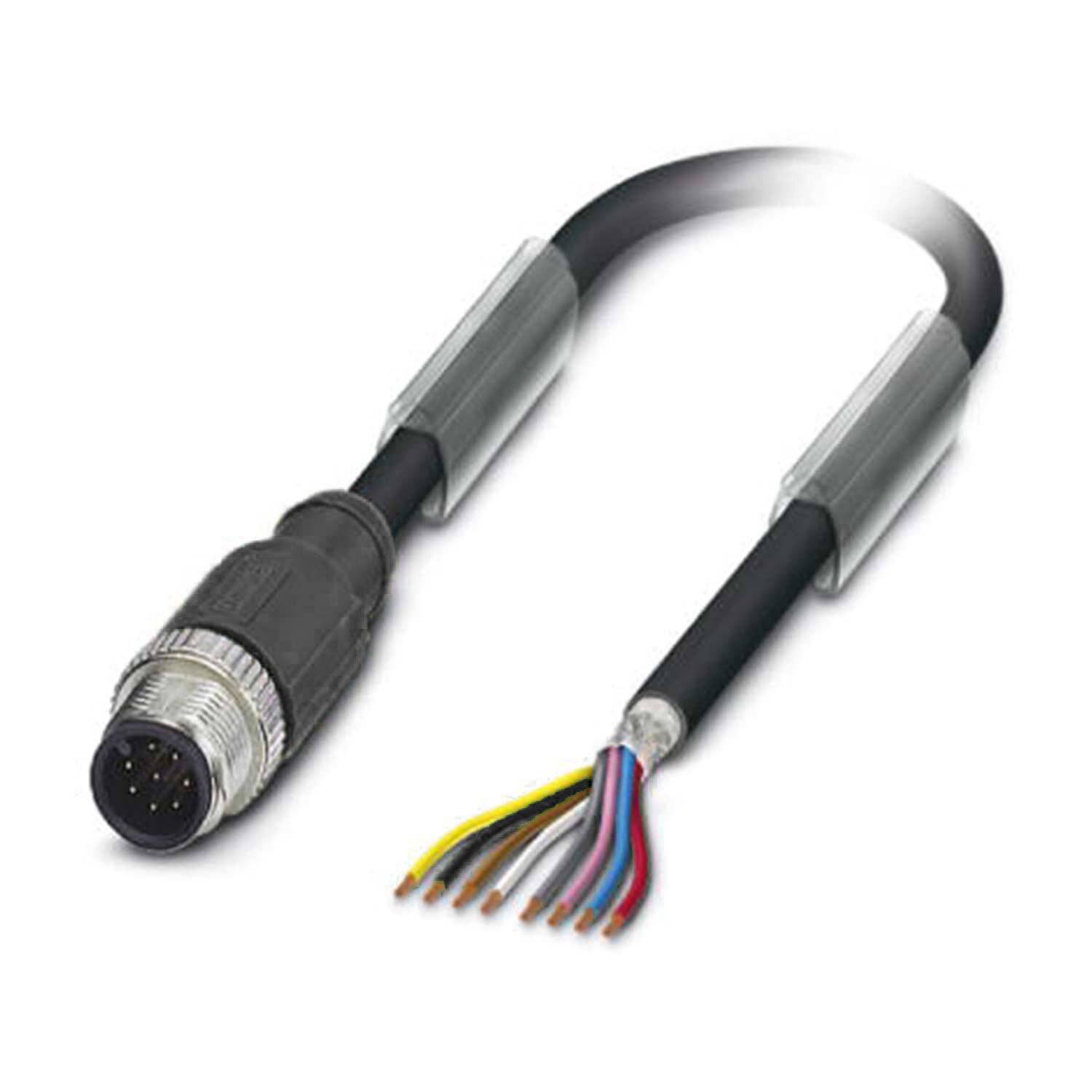 M12 Sensorleitung PUR 8-polig Stift gerade geschirmt/schlepp. A-Kodierung, Länge 3,0 Meter schwarzgrau RAL 7021, Kabel-2