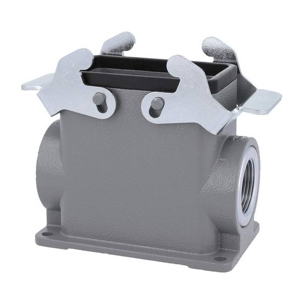 04300100267 Harting Han 10B Sockelgehäuse hoch, 2xM25 seitlicher Kabelabgang, 2 Querbügeln