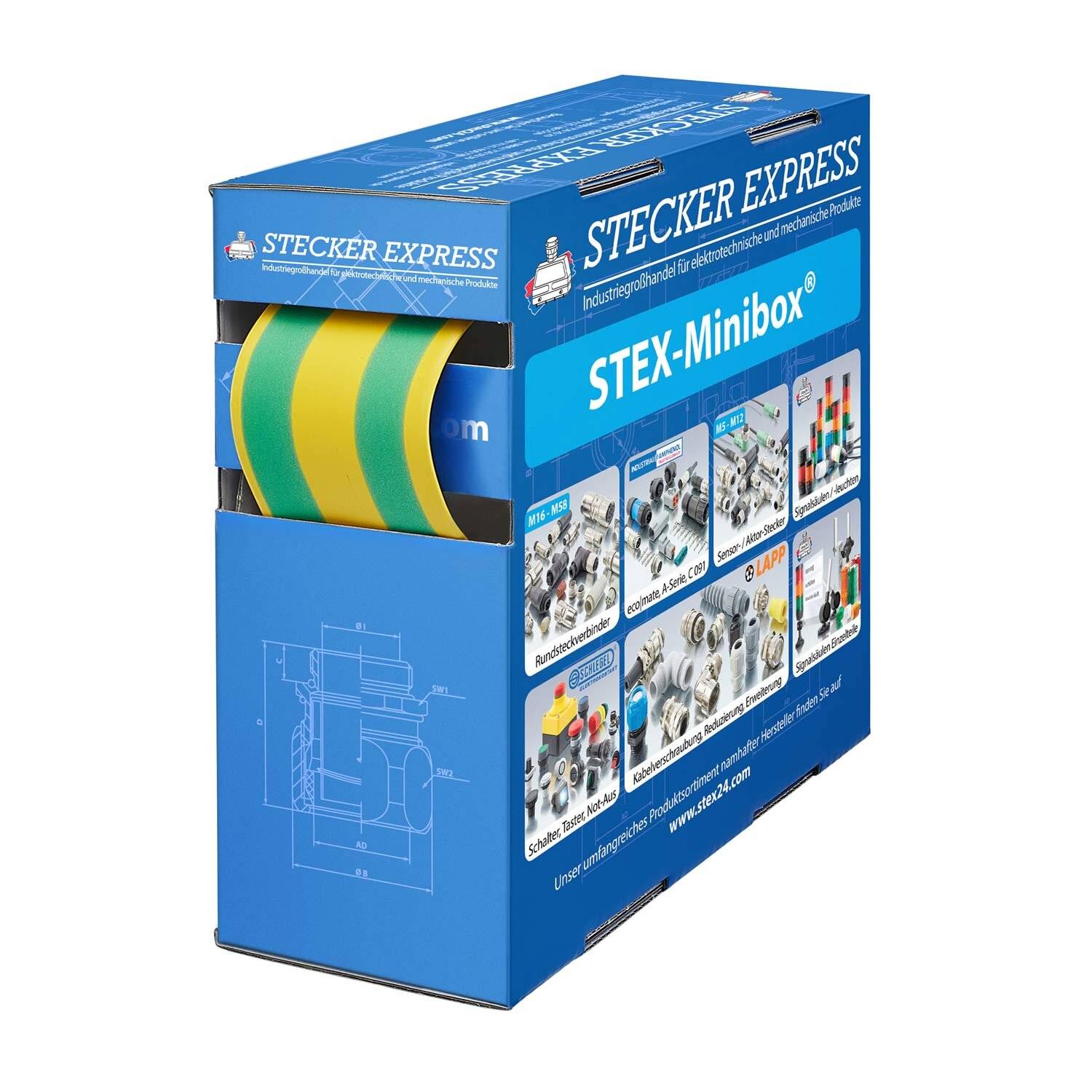 STEX24 Schrumpfschlauch 2:1, Minibox mit 1,4m, grün/gelb 32,0/16,0mm, 1 1/4 Zoll, WSB2 Schrumpftemperatur mind. 110°C,-2