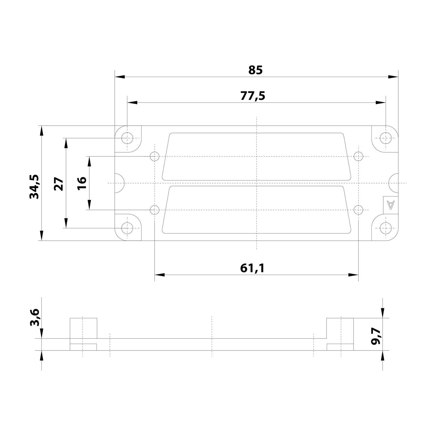 Symbolbild für 09300009974 Harting Han 16B D-Sub Adapterplatte 2x 50-polig Gehäuse Werkstoff Kunststoff - 1