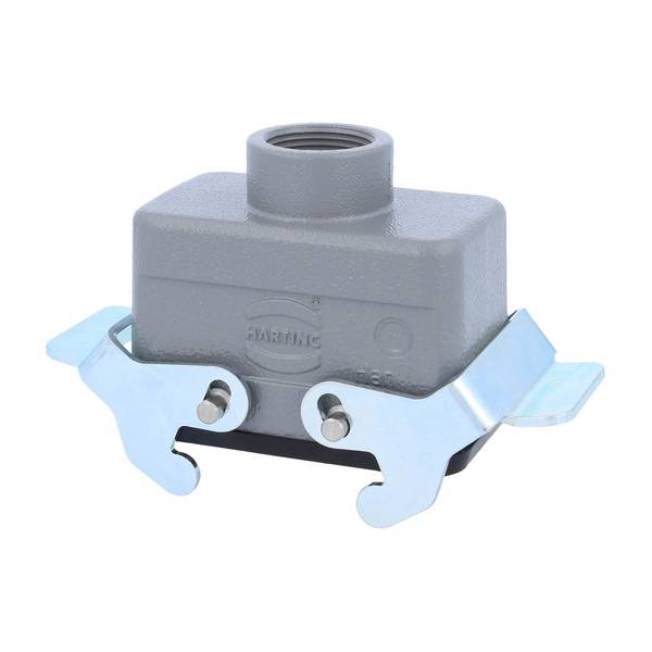 04300101731 Harting Han 10B Kupplungsgehäuse niedrig, 1xPG16 gerader Kabelabgang, 2 Querbügeln