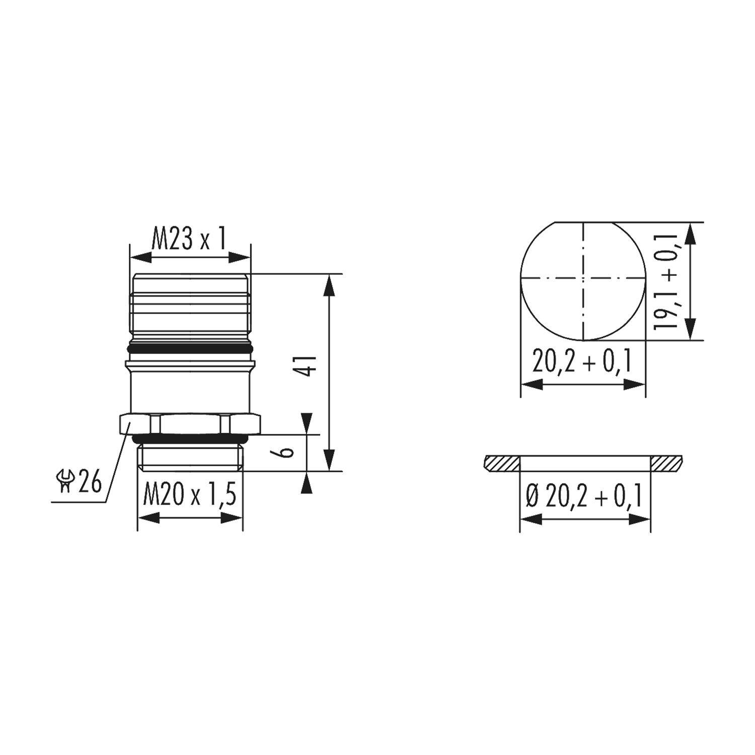 Symbolbild für 7621400000 Hummel M23 Leistung INOX Geräteteckverbinder gerade Vorderwand Farbe silber - 1 Stück