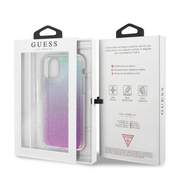 Guess GUHCN58PCUGLPBL iPhone 11 Pro rose blau/pink blau Hartschalenetui Glitter Gradient-5