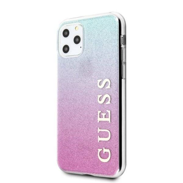 Guess GUHCN58PCUGLPBL iPhone 11 Pro rose blau/pink blau Hartschalenetui Glitter Gradient-1