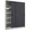 Schwerlast-Schiebetürenschrank Höhe 1950 mm Vollblechtüren BxT 1500 x 500 mm mit Trennwand und 2 x 4 Fachböden