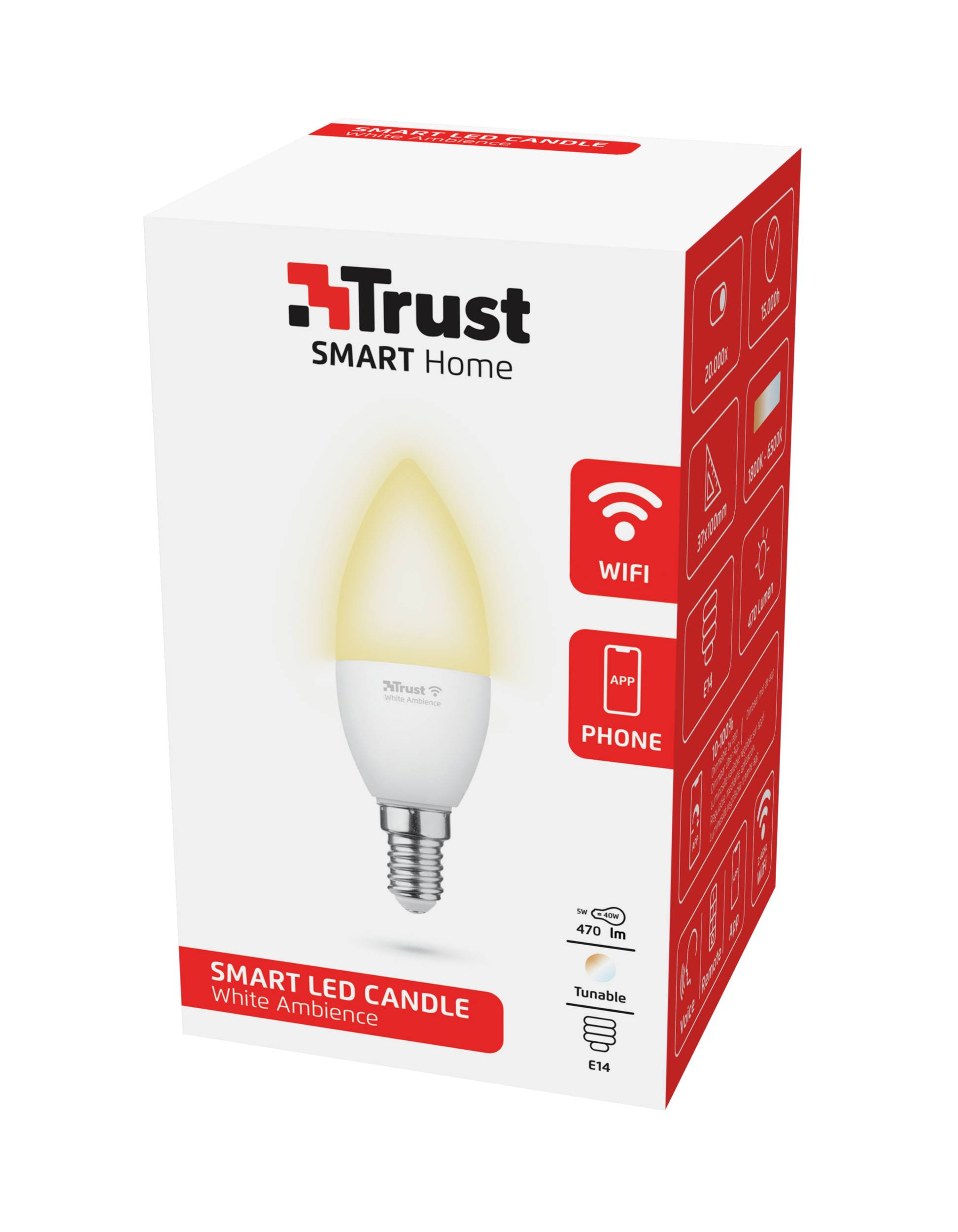 71284, Intelligentes Leuchtmittel, WLAN, Weiß, LED, E14, Kerze-4