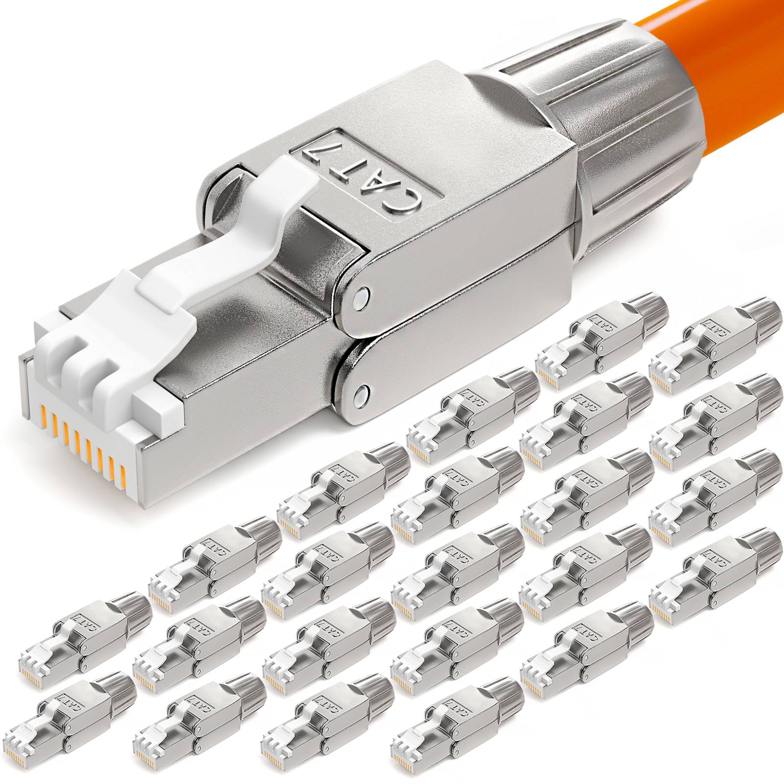 hb-digital 24x Netzwerkstecker CAT7 schmal RJ45 LSA STP Zinklegierung-0