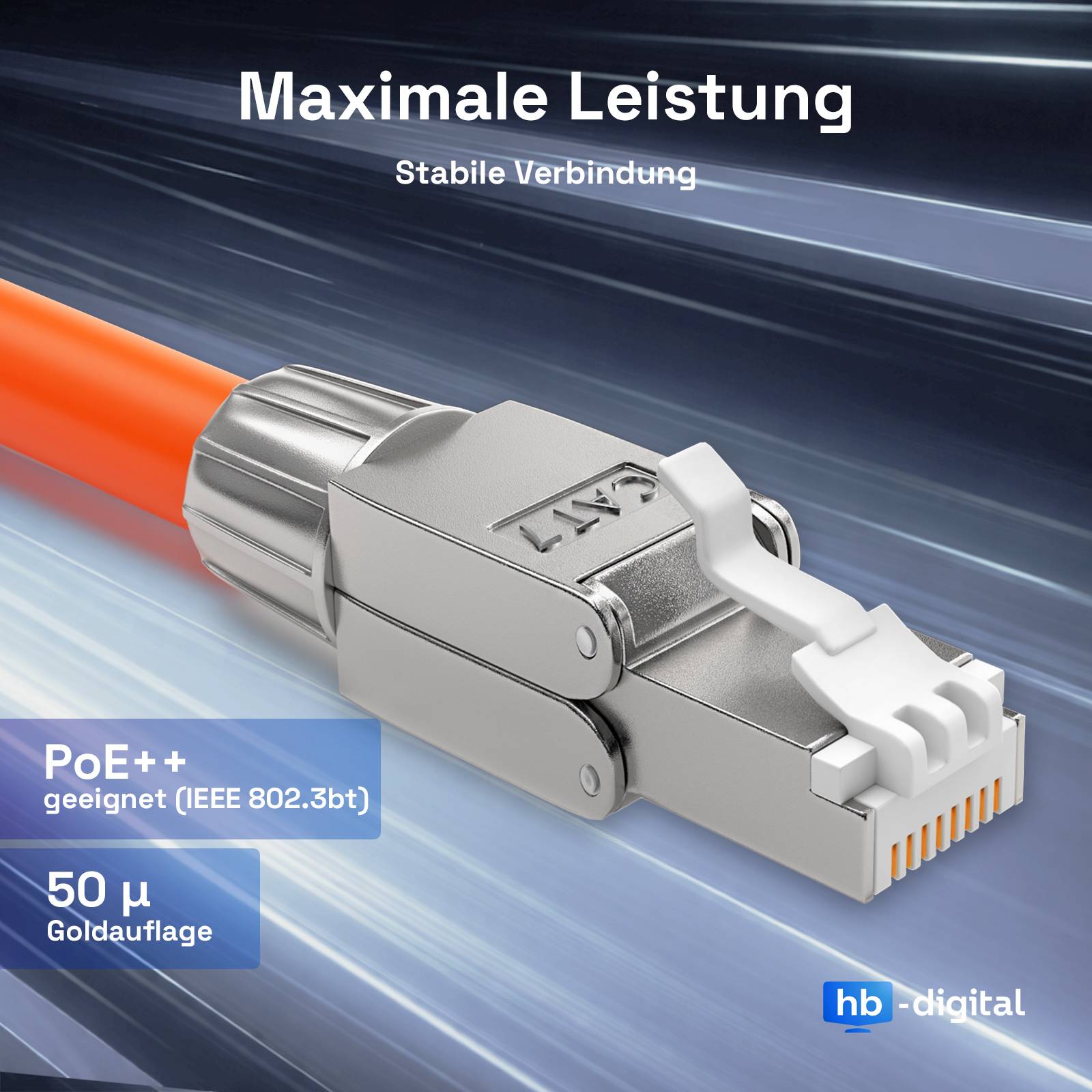 hb-digital Netzwerkstecker CAT7 schmal RJ45 LSA STP Zinklegierung-4