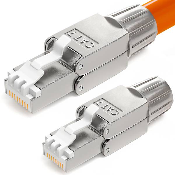 hb-digital 2x Netzwerkstecker CAT7 schmal RJ45 LSA STP Zinklegierung