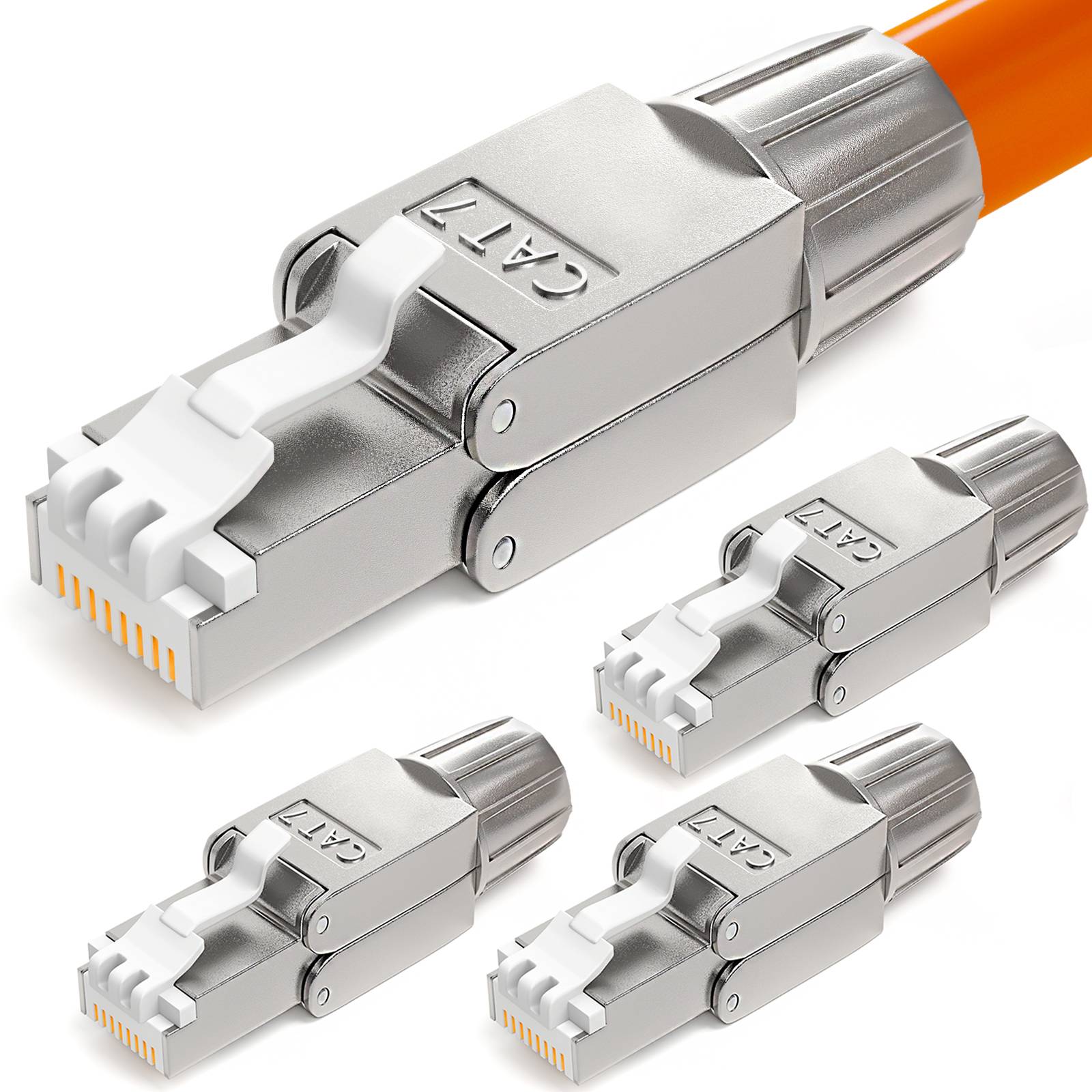 hb-digital 4x Netzwerkstecker CAT7 schmal RJ45 LSA STP Zinklegierung-0