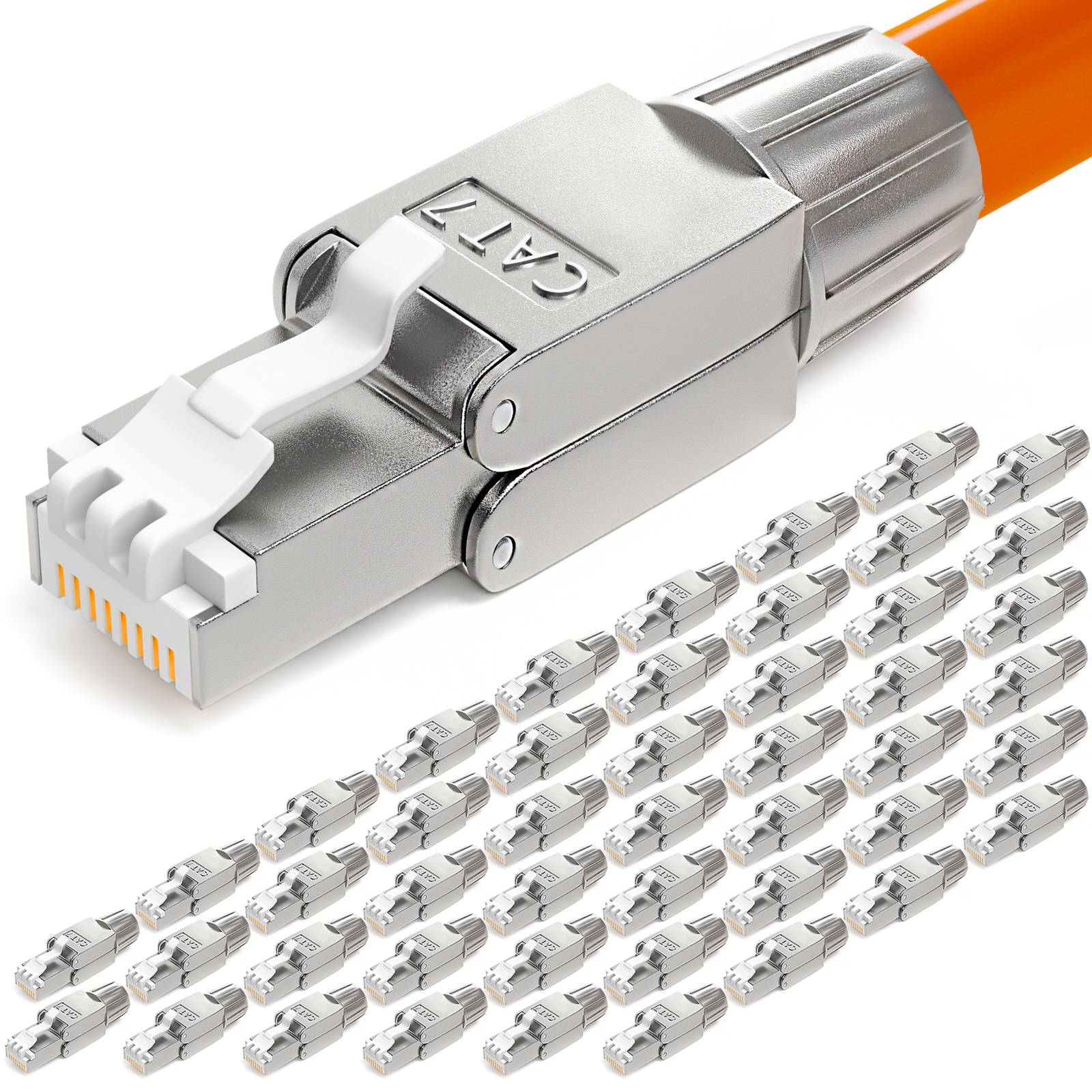 hb-digital 48x Netzwerkstecker CAT7 schmal RJ45 LSA STP Zinklegierung-0