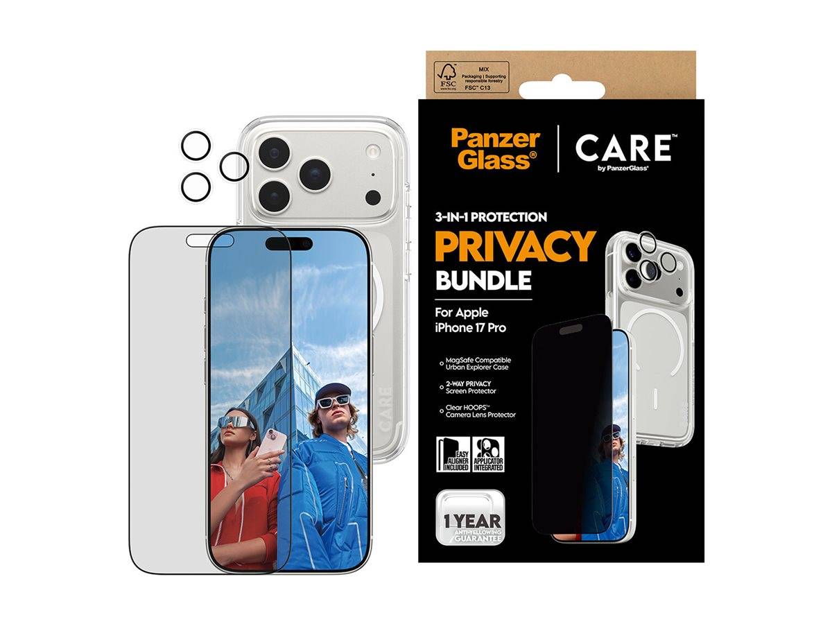 PanzerGlass CARE by PanzerGlass - 3-in-1 Schutz Datenschutz Paket - hintere Abdeckung für Mobiltelefon - MagSafe-Kompati-3