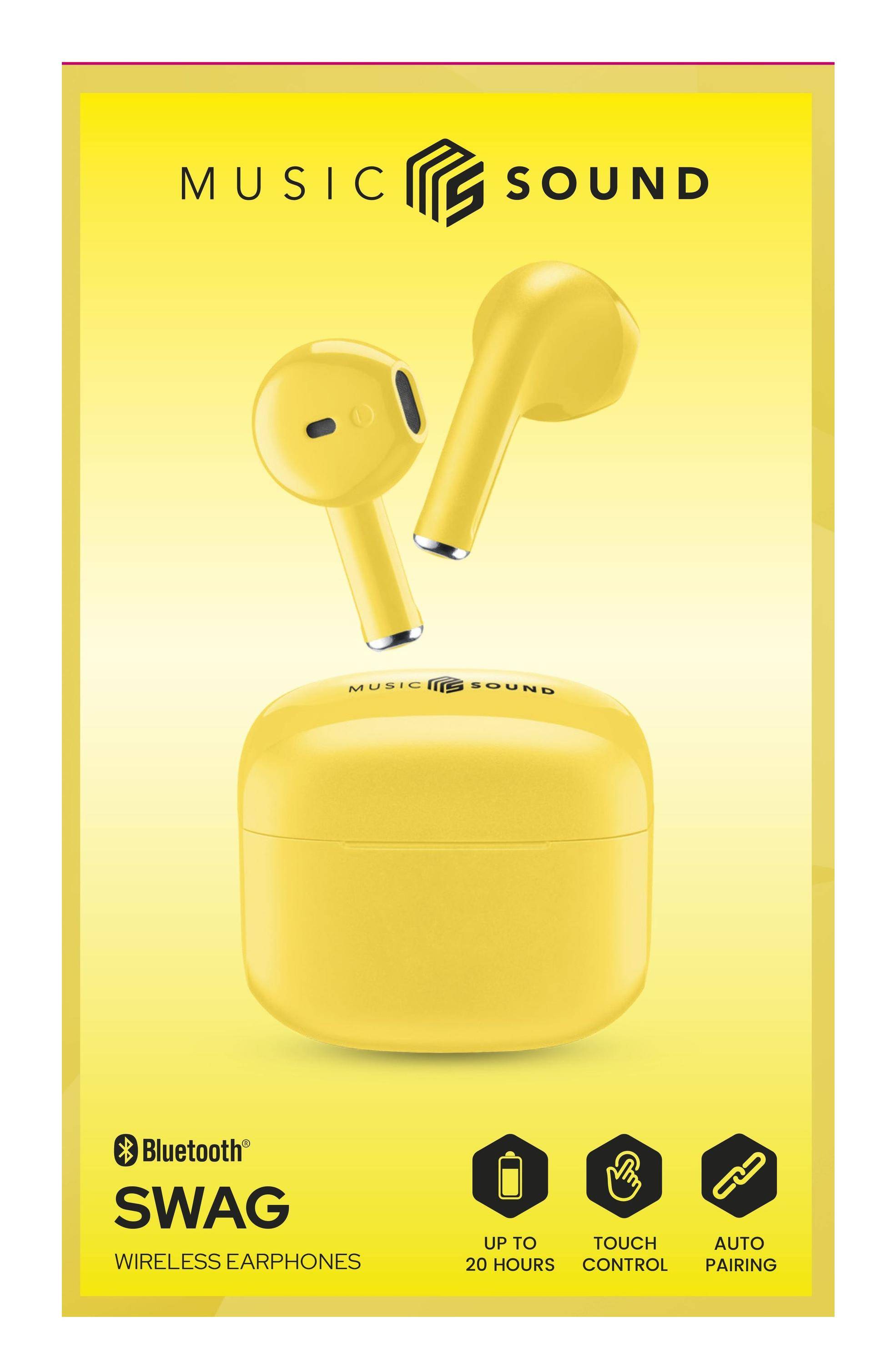 Cellularline Music Sound Swag, True Wireless Stereo (TWS), Anrufe/Musik, 66 g, Kopfhörer, Gelb-2