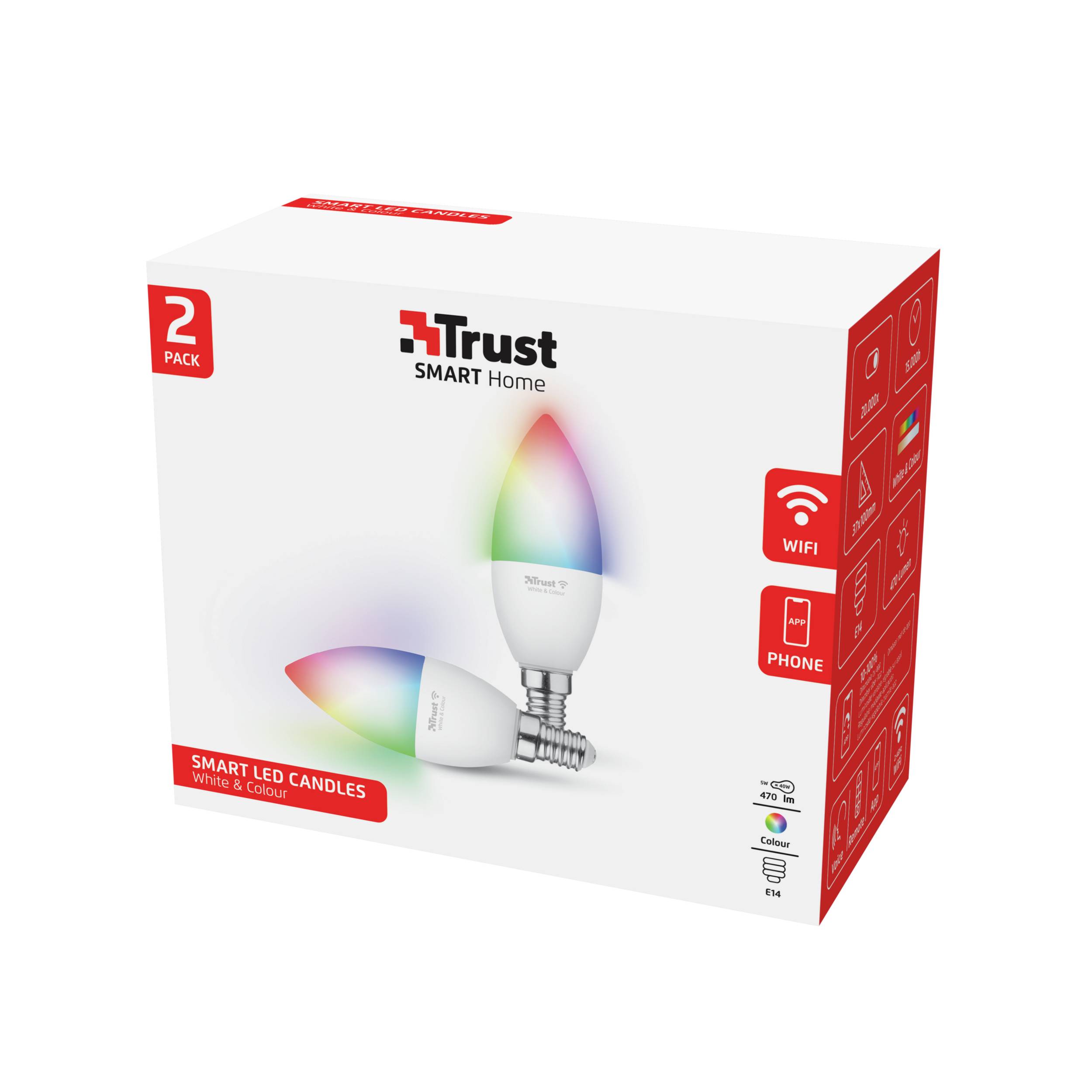 Trust Smart Home - LED-Lampe - E14 - Klasse A+ - white/color - 1800-6500 K - Kerze (Packung mit 2)-2