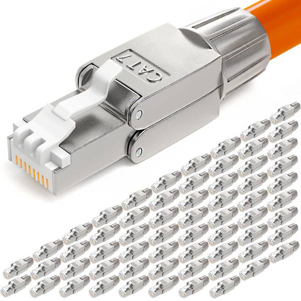 hb-digital 64x Netzwerkstecker CAT7 schmal RJ45 LSA STP Zinklegierung