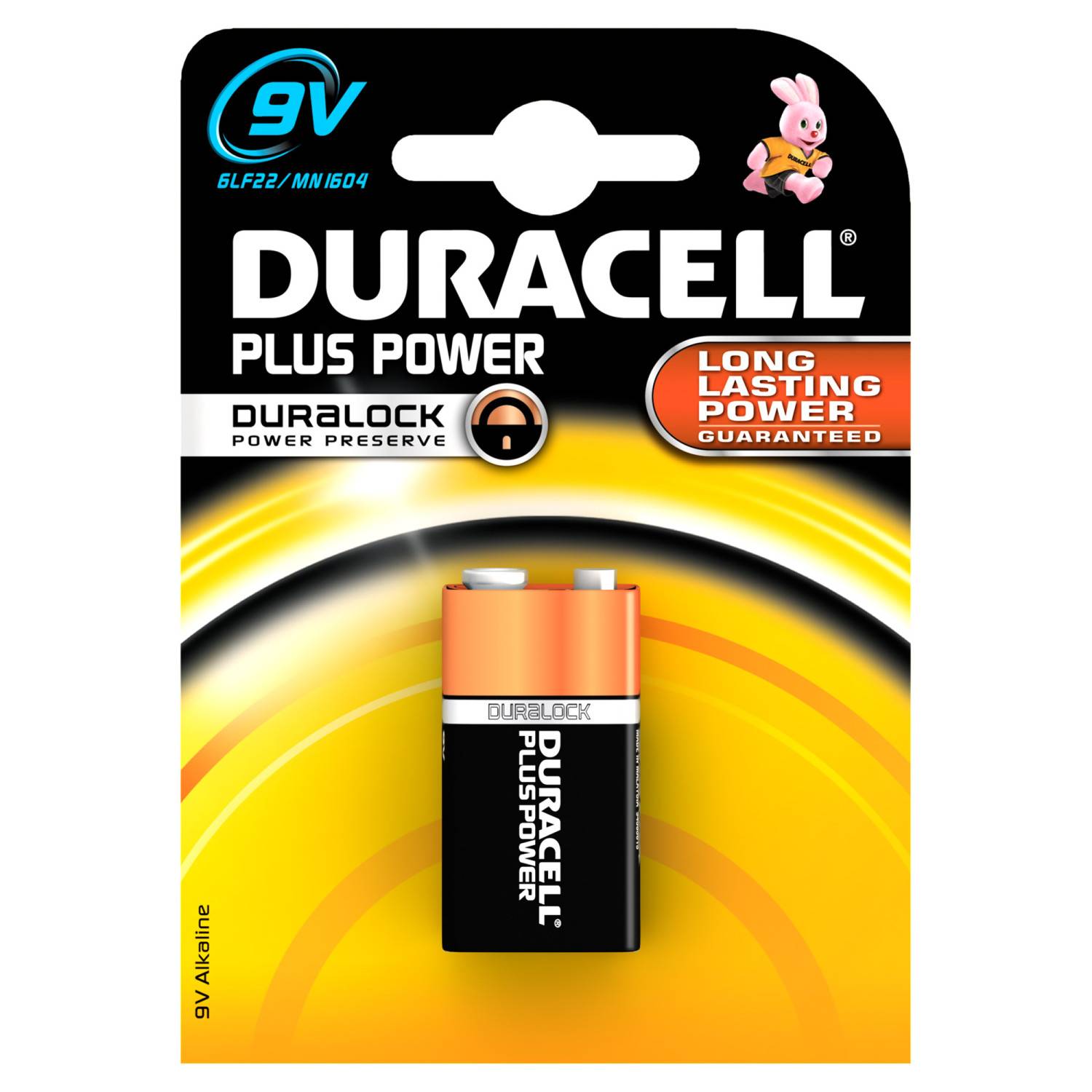 DURACELL Plus 9 Volt/6LR61 1er Pack 9V Alkaline Batterie E-Block-5