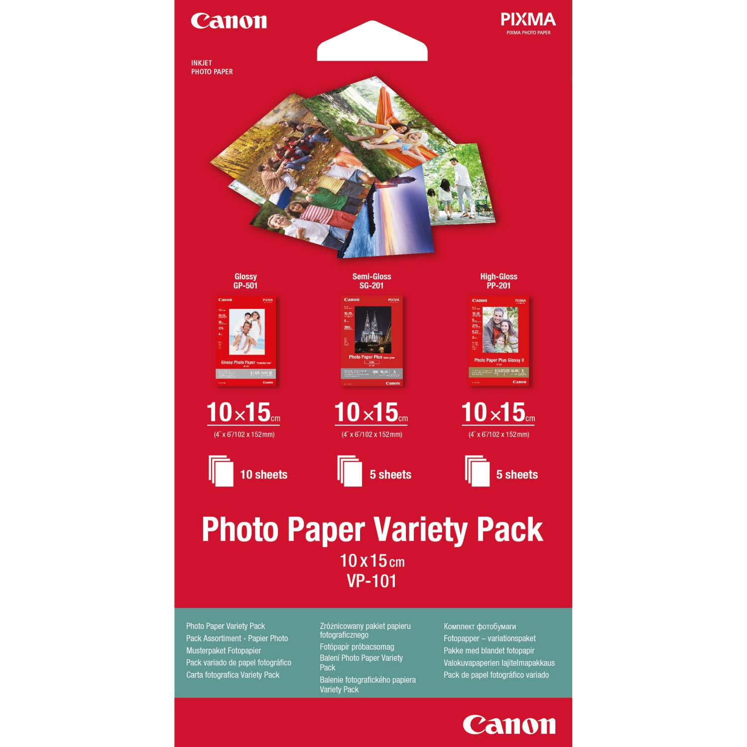 Canon Variety Pack VP-101 - 100 x 150 mm 15 Blatt Fotopapier-Kit - für PIXMA MG2-3