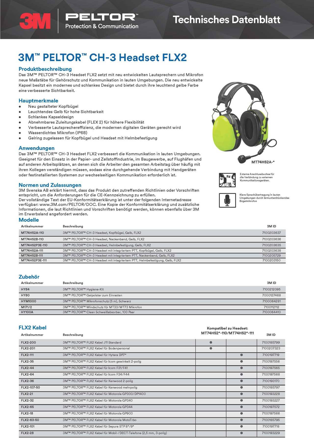 3M Peltor über Kopf Headset MT74H52A-110 FLX2-200-1
