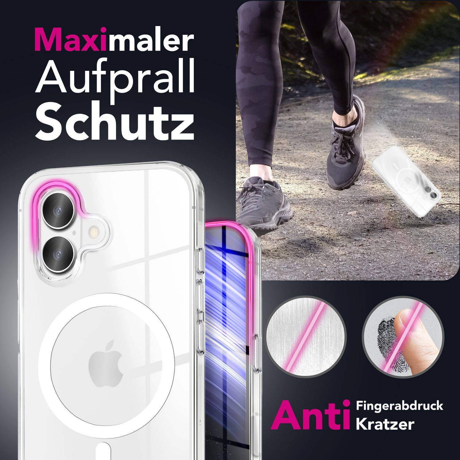 NALIA MagSafe Hülle "Lumex" für Apple iPhone 17 (Kristallklar mit MagPower) – Hardcase, Transparent, Stoßfest, Anti-Gelb-1