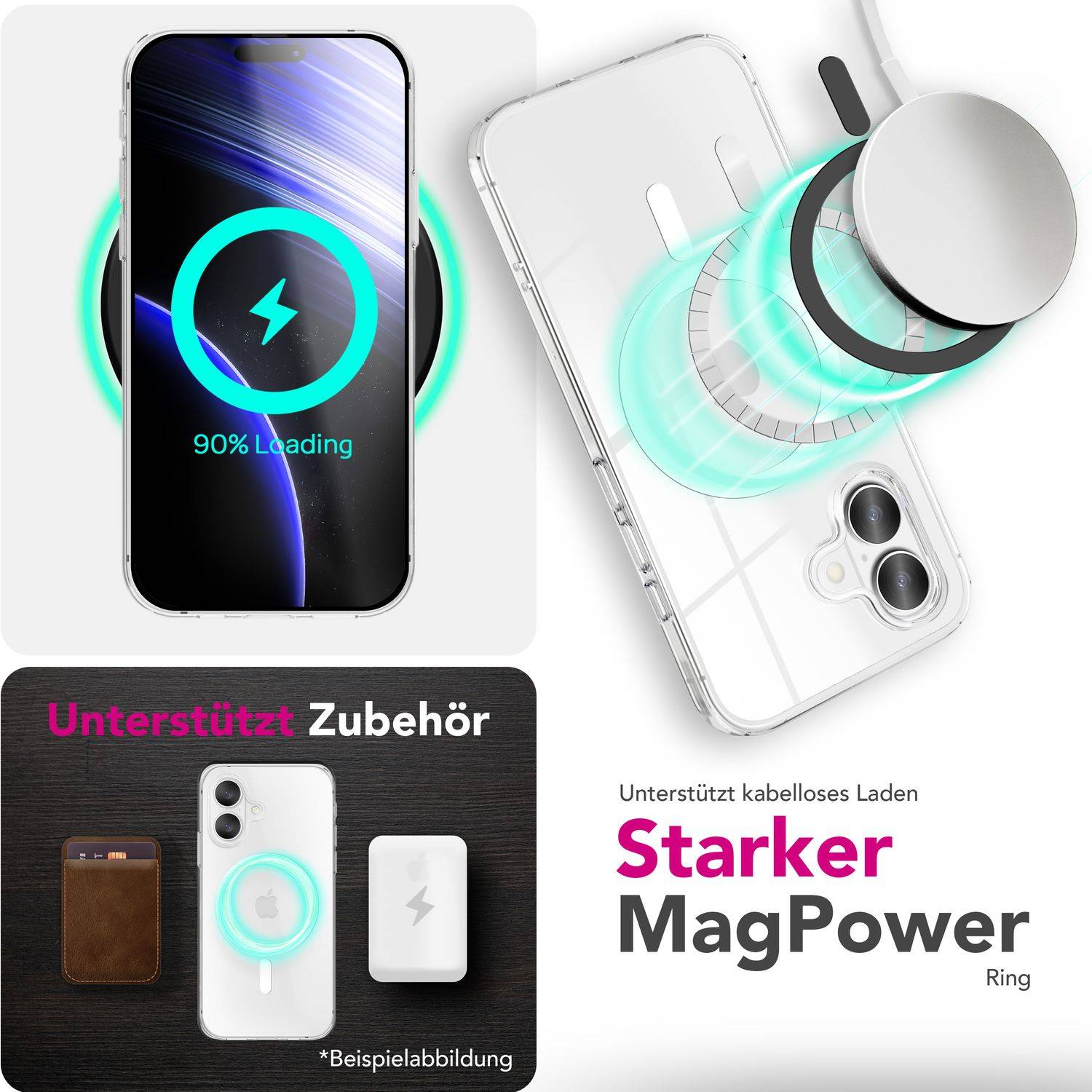 NALIA MagSafe Hülle "Lumex" für Apple iPhone 17 (Kristallklar mit MagPower) – Hardcase, Transparent, Stoßfest, Anti-Gelb-3
