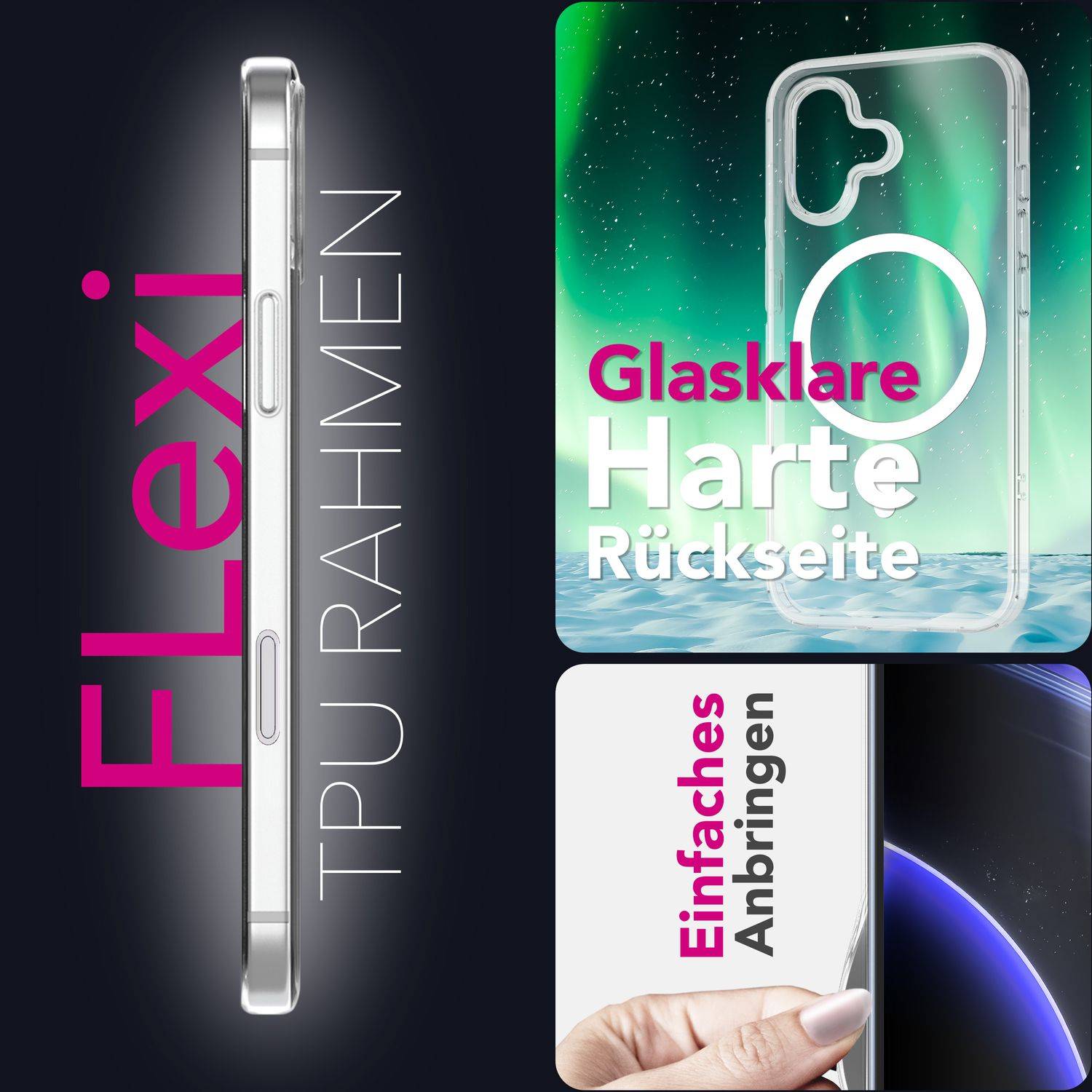 NALIA MagSafe Hülle "Lumex" für Apple iPhone 17 (Kristallklar mit MagPower) – Hardcase, Transparent, Stoßfest, Anti-Gelb-4