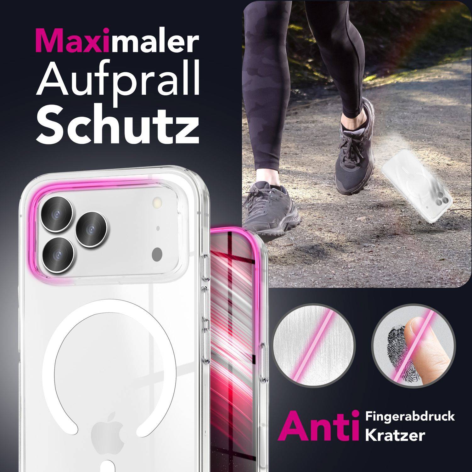 NALIA MagSafe Hülle "Lumex" für Apple iPhone 17 Pro (Kristallklar mit MagPower) – Hardcase, Transparent, Anti-Gelb-1