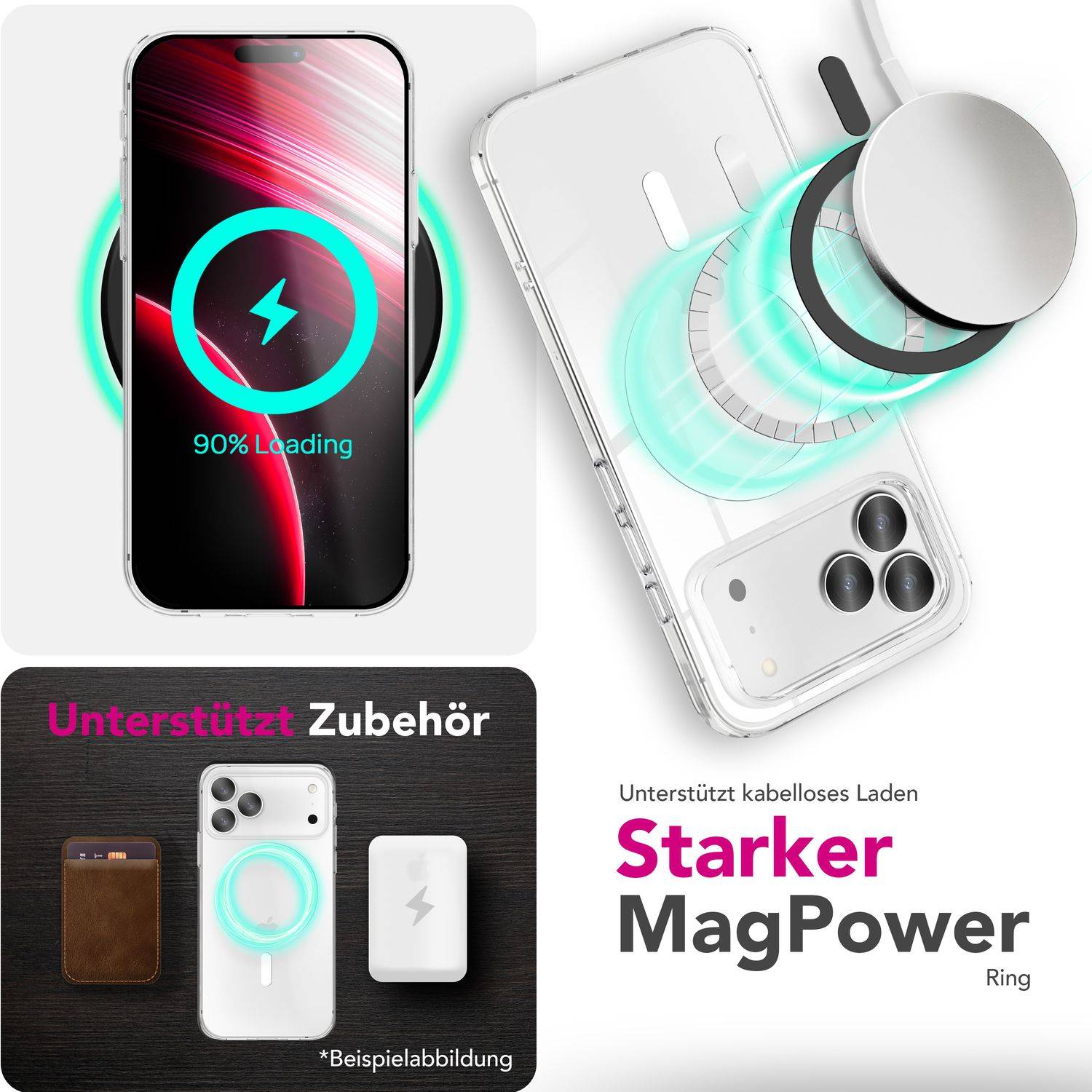 NALIA MagSafe Hülle "Lumex" für Apple iPhone 17 Pro (Kristallklar mit MagPower) – Hardcase, Transparent, Anti-Gelb-3