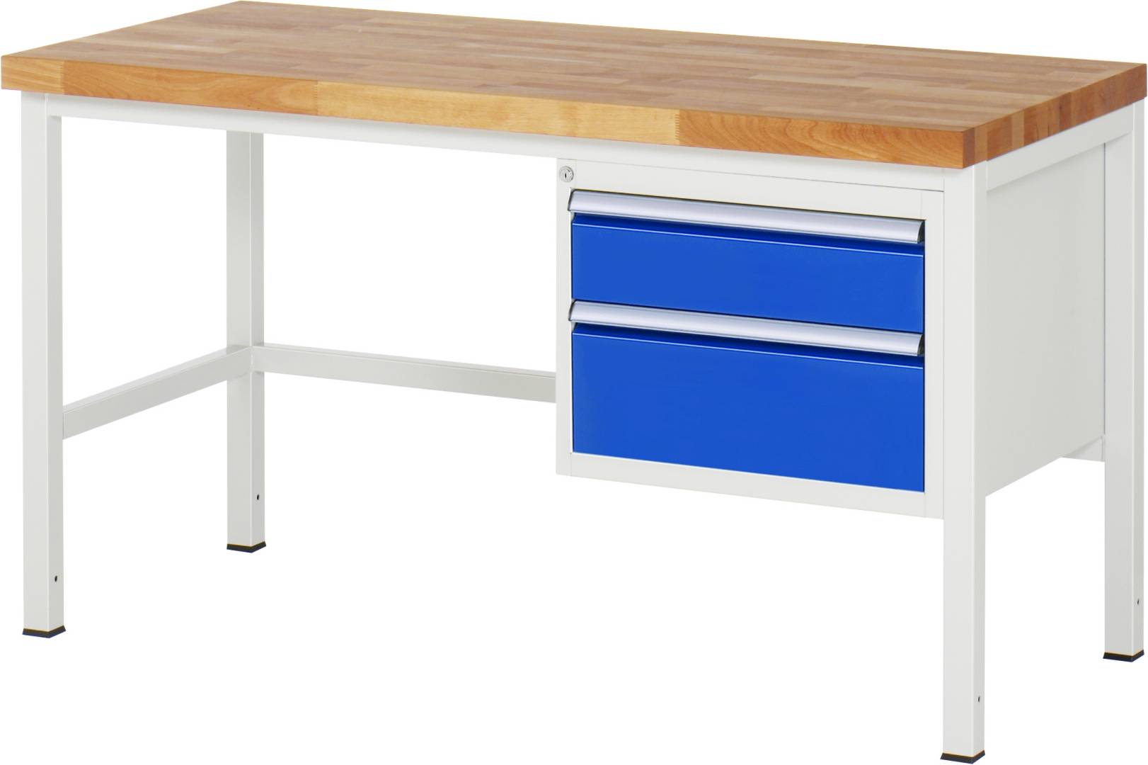 Werkbank Modell 8123, BxTxH 1500x700x840-1040 mm, Buche-Massiv Arbeitsplatte 40 mm, 2 Schubladen mit Vollauszug 100-0