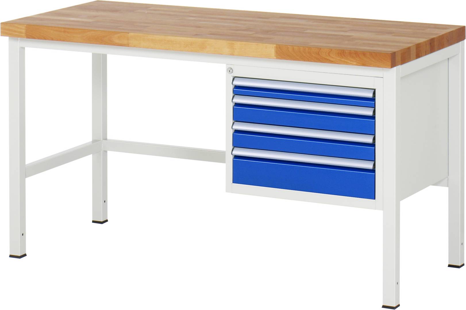 Werkbank Modell 8132, BxTxH 1500x700x840 mm, Buche-Massiv Arbeitsplatte 40 mm, 4 Schubladen mit Vollauszug 100 % und-0