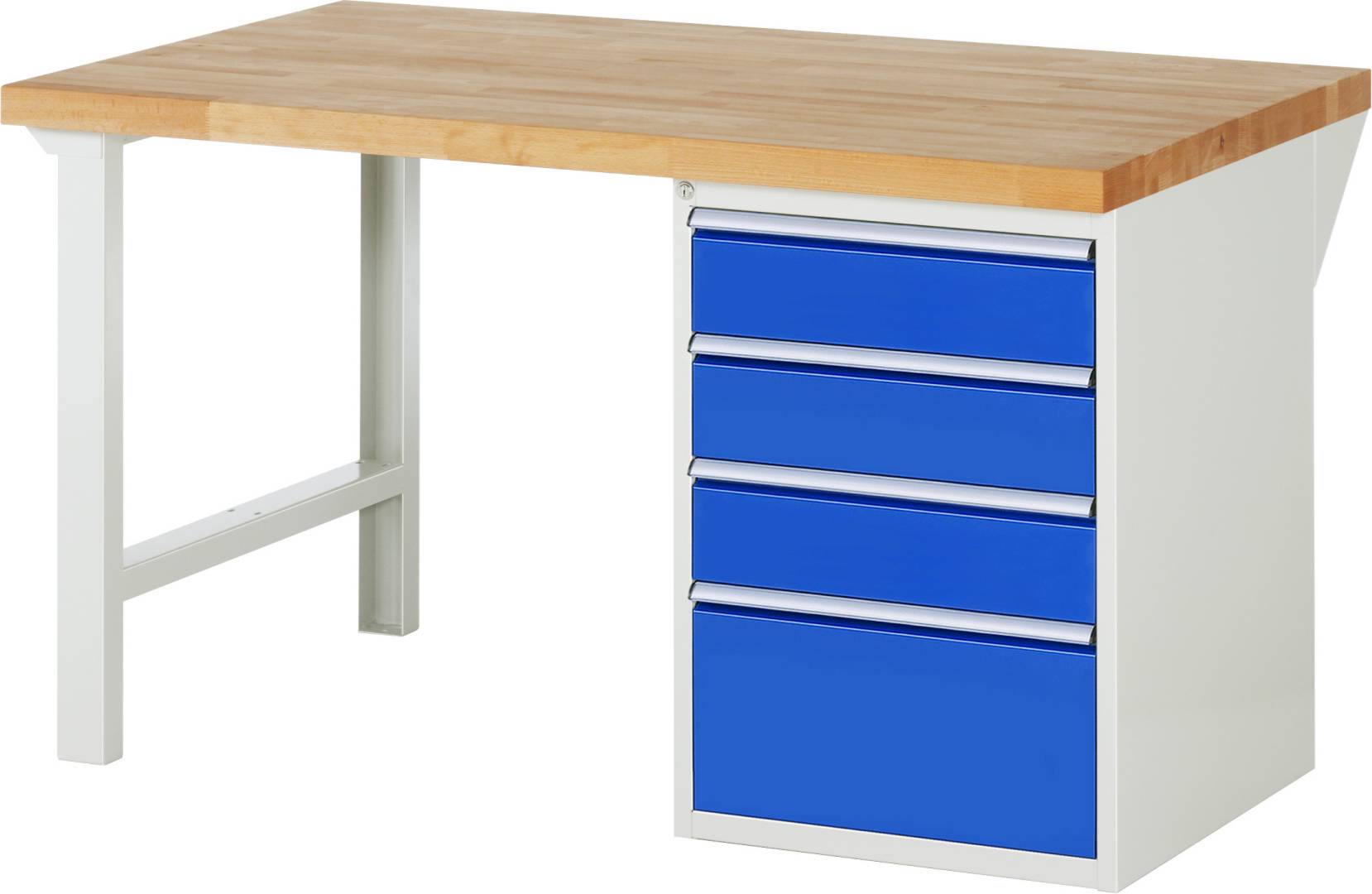 Werkbank Modell 7510, BxTxH 1500x900x890 mm, Buche-Massiv Arbeitsplatte 40 mm, 4 Schubladen mit Vollauszug 100 % und-0