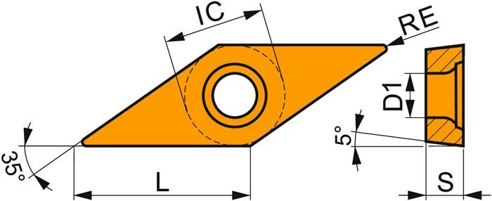 Drehwendeschneidplatte ISO VBMT 160404E-RM:T5315 D.4,4mm MT-CVD beschichtet-2